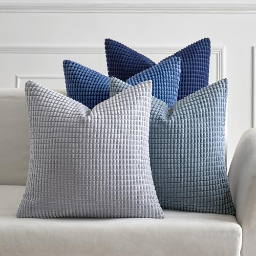 MIULEE Decorative Throw Pillow Covers Set of 4 16x16 Inch Coastal Blue by MIULEE