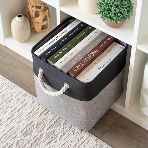 OrganiHaus 11x11 Cube Storage Bins, 4-Pack Fabric Cubes, Rope Handles - Image 4