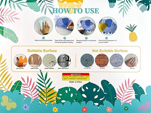 AOWDIAO Animals Wall Decals, Cute Safari Wall Stickers for Baby Kids, Jungle Theme Decor for Nursery, Classroom, Playroom, Bedroom - Image 6