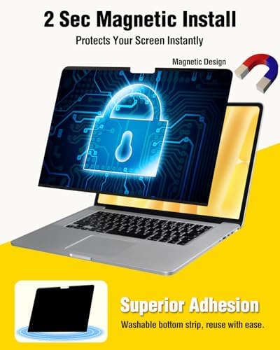 F FORITO Magnetic Privacy Screen Protector Compatible with MacBook Pro 14 inch (2025-2021, M5 M4 M3 M2 M1 Pro Max), Removable 360° Anti Peeping Anti Blue Light Anti Glare Laptop Privacy Screen Shield - Image 2