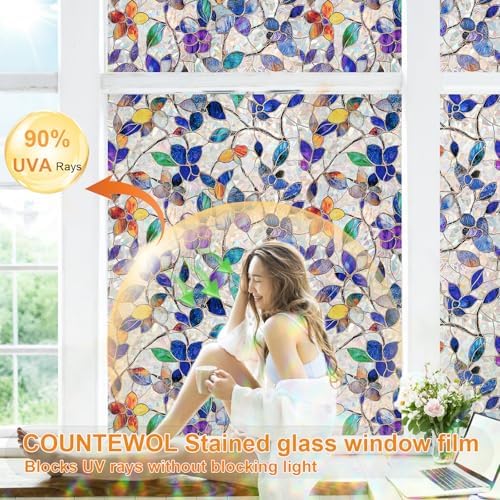 Rainbow Stained Glass Window Privacy Film Static Cling17.5x78.7in - Image 3