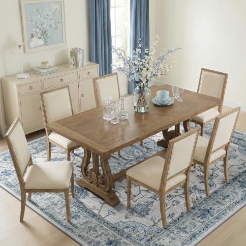 RELEANY Washable Area Rug, Square 8'x8', Blue/White/Gray - Image 3