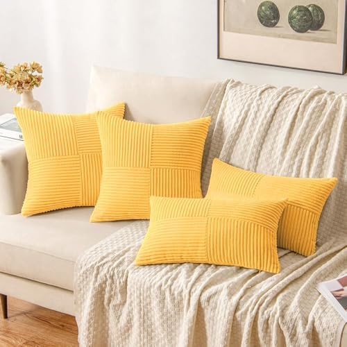 MIULEE Yellow Decorative Throw Pillow Covers for Couch 18x18 Inch - Image 4