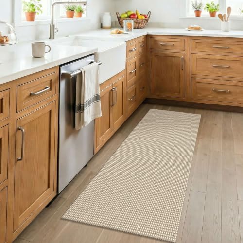 KOZYFLY 2x4 Entry Runner Rug, Small Washable Runners for Entryway, Non Slip Door Mat Indoor Entrance, Front Porch Carpet for Foyer, Kitchen, Bedroom, Bathroom, Ivory Beige - Image 3