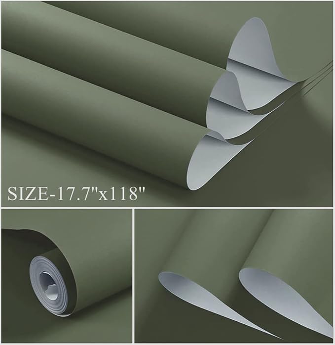 Dimoon 118''x17.7'' Green Peel and Stick Wallpaper Contact Paper Modern Self Adhesive Wall Paper Removable Renter Friendly Textured Solid Color Shelf Cabinet Vinyl Roll (118''x17.7'',Leaf Green) - Image 2