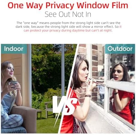 One Way Privacy Window Film Sun Blocking, Heat Blocking Window Tint for Home See Out But Not in, Static Cling & Anti UV, Black-Silver,41.3Inch x 98.42 Inch - Image 6