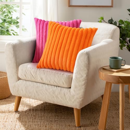 Pallene Faux Fur Decorative Throw Pillow Covers 26x26 Set of 2, Hot Pink - Image 4