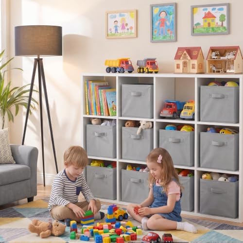 Cupic Cupid 10-Pack 11x11 Cube Storage Bins, Collapsible Storage Cubes, Gray - Image 5