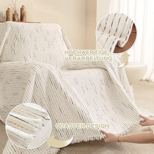 MYSKY HOME Chair Covers Armchair, Recliner Chair Cover Beige Couch Cover, Sofa Covers for Sectional Sofa L Shape Oversized Couch Covers Protector for Dogs Pets Couch Throw Slipcover Washable, 71"X91" - Image 3