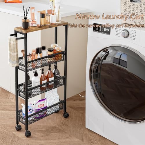 AZERPIAN Slim Rolling Cart 5 Tier Narrow Storage Cart on Wheels with Handle - Image 5
