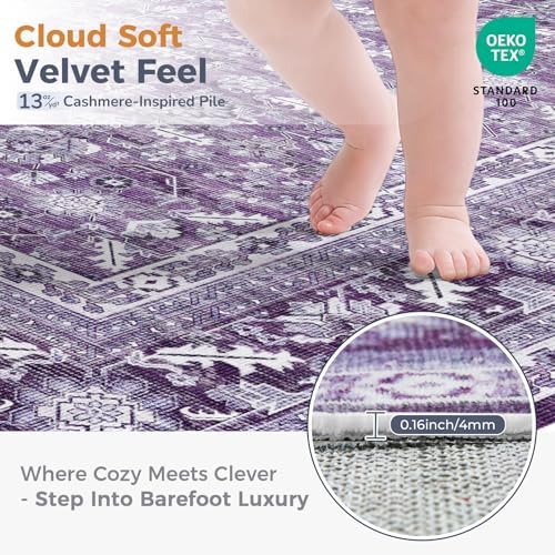 OPPODREAM Vintage Purple Area Rugs 2x3, Washable Rug for Living Room - Image 2