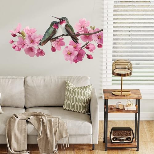 ANNA QUEEN Hummingbird & Cherry Blossom Wall Decals | Peel and Stick Spring Floral Wall Stickers – Removable Watercolor Bird Branch Vinyl Wall Art for Bedroom, Living Room, Nursery & Window Décor - Image 6