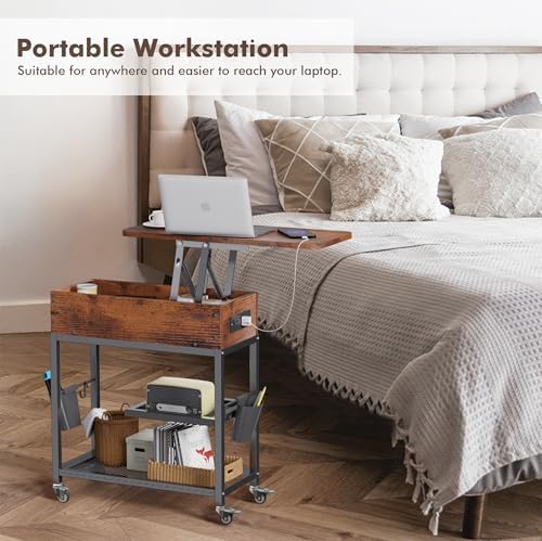 Colima Lift-Top Side Table with Charging Station, USB Ports & AC Outlets - Image 4