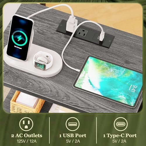 SUPERJARE Nightstand with Charging Station, USB-C Port, Bedside Table - Image 4