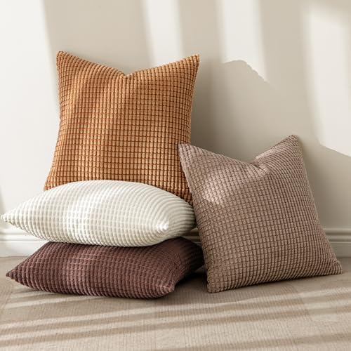 MIULEE Fall Decorative Throw Pillow Covers 18x18 Inch Set of 4 Brown - Image 2