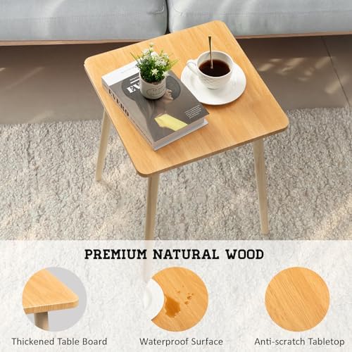 FORAOFUR Side Table, Modern Small End Table, Wood Nightstand for Living Room, Bedroom and Balcony, Rectangular Accent Table Home Decor, Easy Assembly, Natural - Image 4