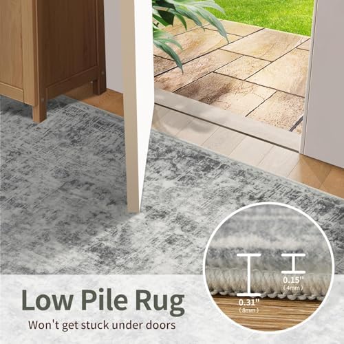Rugxara 3x5 Rug for Entryway Bedroom Washable Area Rugs Carpet, Grey - Image 7