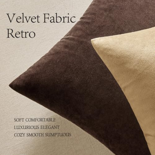 MIULEE 24x24 Inch Pack of 2 Euro Velvet Throw Pillow Covers Chocolate Brown - Image 6