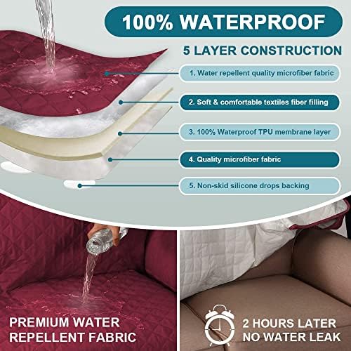 Turquoize 100% Waterproof Sofa Covers Couch Cover for Dogs, Loveseat 47" - Image 3