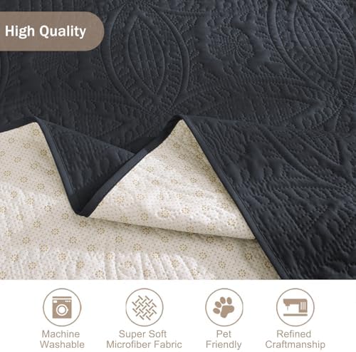 Blue Quilted Recliner Covers, Water-Repellent Recliner Slipcovers, Lazy Boy Chair Covers, Pet Friendly Recliner Cover for Dogs Cats, Washable Furniture Protector (Recliner 22", Blue Gray) - Image 6