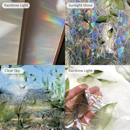Watercolor Privacy Window Film Laser Suncatcher Static Cling Vintage Seamless Repeat Glass Decal Bathroom Non-Adhesive Removable Cover - Image 7