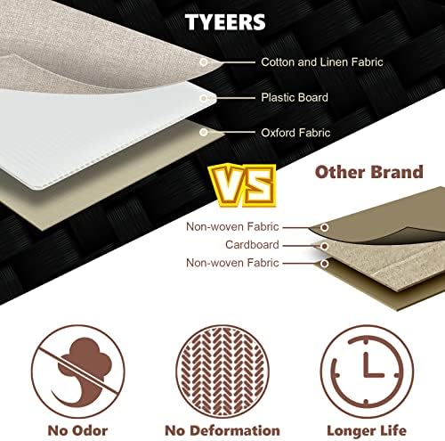 TYEERS Extra Large Collapsible Storage Bins with Lids and Compartments, Washable, Fabric Storage Boxes, 21.7x13x11.8 inches, 2 Pack, Beige - Image 5