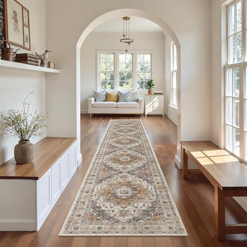 Madane Washable Runner Rugs 2x12 Long for Hallway Kitchen, Turmeric/Grey by Madane
