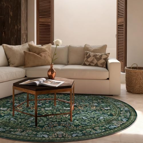 Washable Round Rugs for Bedroom 4ft: Living Room Rug Stain Resistant Non Slip Low Pile Ultra Soft Faux Wool Small Circle Rugs for Kitchen Entryway Dorm Home Office Nursery Bathroom Entrance Indoor - Image 3