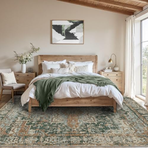 Rugxara 8x10 Area Rugs for Living Room Large Washable Rug, Green/Brown - Image 4