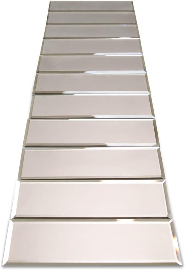3" X 10" Gold Matte Peel & Stick Glass Mirror Subway Backsplash Kitchen Bathroom Beveled Edge Self Adhesive Tile (10 Pcs 2 Sq.ft) by Unknown