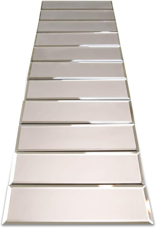 3" X 10" Gold Matte Peel & Stick Glass Mirror Subway Backsplash Kitchen Bathroom Beveled Edge Self Adhesive Tile (10 Pcs 2 Sq.ft) by Unknown