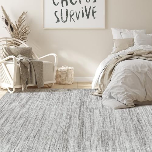 Nakagishi 5x8 Area Rugs Living Room: Washable Large Vintage Rug Neutral Non-Slip Soft Stain Resistant Indoor Carpet for Bedroom Nursery Dining Room Office Playroom - Grey-01 - Image 6