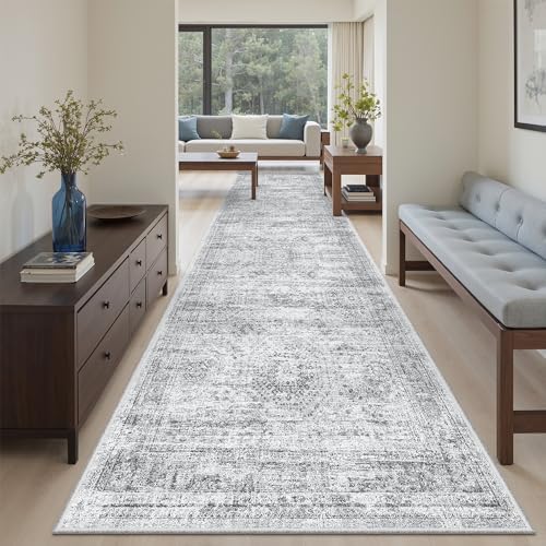Soalmost Washable Hallway Runner Rug 3x10 Kitchen Entry Rugs Non-Slip, Grey - Image 2
