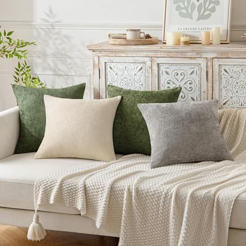 MIULEE Decorative Couch Throw Pillow Covers 18x18 Inch Olive 2 Pack - Image 4