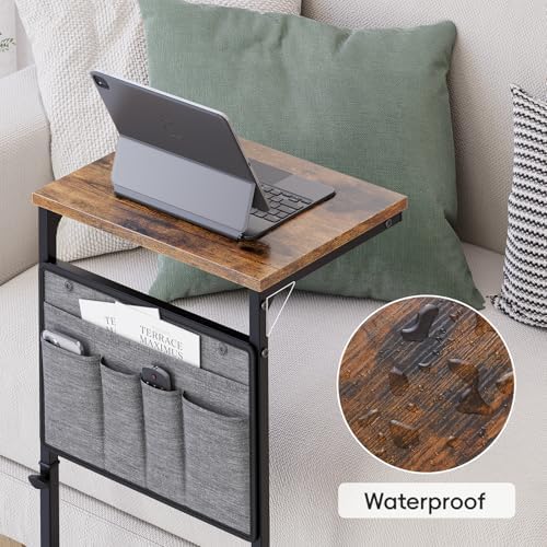 Vagusicc C Shaped End Table, Small Side Table for Couch, Adjustable Height Sofa Table with Metal Frame for Living Room, 33'' Tall Side Table for Couch, Bedroom, Bedside, Rustic Brown and Black - Image 5