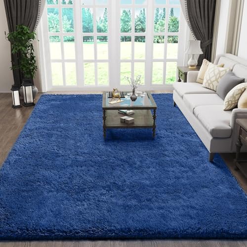 Ophanie 5x8 Blue Rugs for Living Room,Kids Rug,Playroom Navy Area Rugs for Boys Girls Teen Decor,Fluffy Fuzzy Soft Plush Shaggy Bedside Floor Bedroom Carpet for Teen with Over 99 pcs Pile fibers by Ophanie