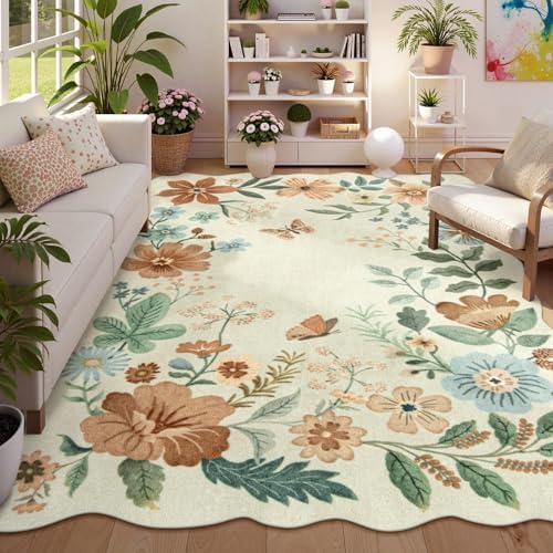 Lahome Floral Washable Rugs 8x10, Soft 8x10 Rugs for Living Room Bedroom by Lahome