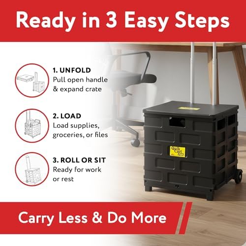 dbest Products Quik Cart Pro Collapsible Rolling Crate on Wheels - Black - Image 5