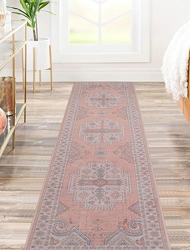 Srugn Washable Kitchen Runner Rug 2x8 Rug Runners for Hallways- Light Pink by Srugn