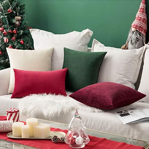 MIULEE 12x20 Inch Lumbar Velvet Throw Pillow Covers Army Green - Image 4