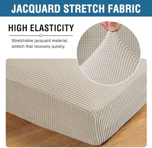 H.VERSAILTEX Super Stretch Individual Seat, Sofa Covers Couch , cushion covers Slipcover Sets Thick Jacquard Textured Twill Fabric (2 Piece Large Sofa cushion covers, Island Fossi) - Image 4