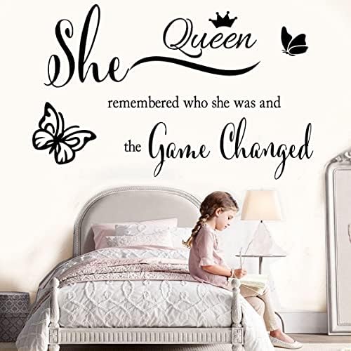 Inspirational Wall Sticker Pretty Eyelashes Eyes Wall Decals Motivational Word Letter Decal Wall Art Quote She Remembered Who She Was and The Game Changed Wall Stickers for Women Girls Bedroom Living - Image 3