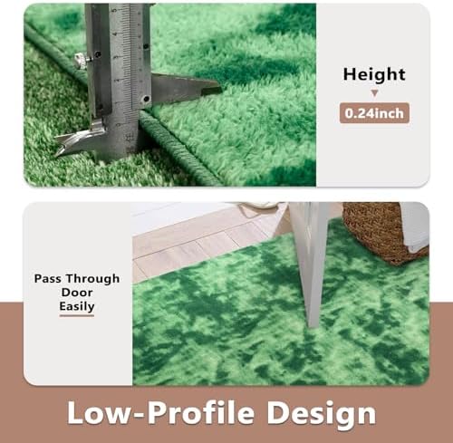2x6 Tie-dye Green Runner Rug Non-Slip Washable for Hallway Kitchen Bedroom - Image 6