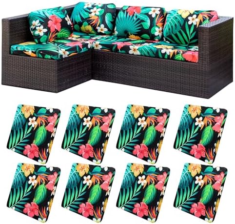 8 Pcs Outdoor Cushion Covers, Patio Sofa Cushion Covers Replacement by BIETYONE