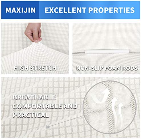 MAXIJIN Stretch Loveseat Sofa Slipcovers 1 piece Love Seat Couch Covers for 2 Cushion Couch Non Slip Sofa Cover Washable Dog Cat Proof Furniture Protector Pet Friendly (Loveseat, White) - Image 3