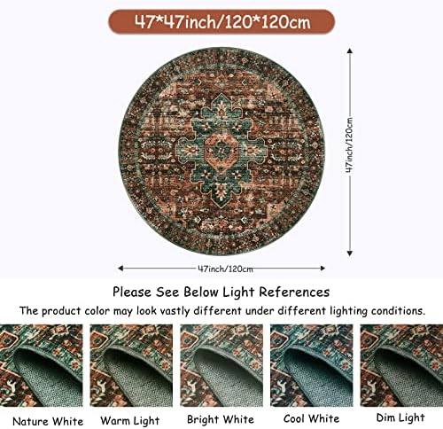 Moynesa Ultra-Thin Washable Round Rug - 4Ft Round Area Rugs for Bedroom Brown Bathroom Circle Mat, Non Slip Non Shedding Low Pile Indoor Floor Carpet for Living Room Coffee Table Kitchen, Brown - Image 2
