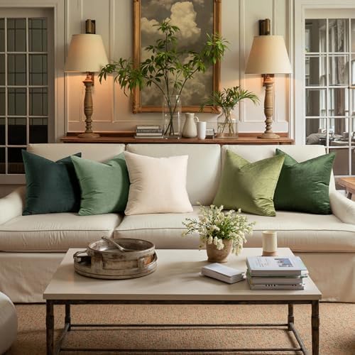 MIULEE Velvet Throw Pillow Covers 16x16 Inch Pack of 2 Sage Green - Image 3