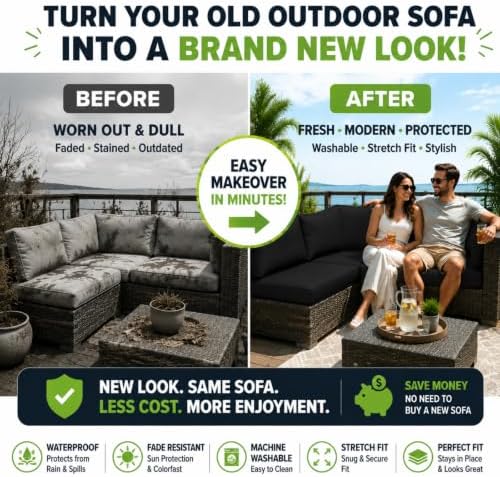 8 Pcs Outdoor Cushion Covers, Patio Sofa Cushion Covers Replacement - Image 3