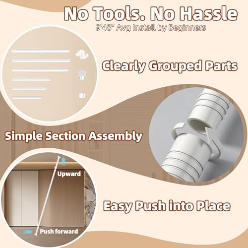 Room Divider, Tension Curtain Rod No Drilling,4-10ft(H) 28-70inch(W) Wall Divider for Room Separation, Heavy Duty Room Partition Separator, Adjustable Folding Privacy Screens,White - Image 4