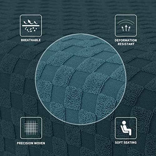 MAXIJIN Jacquard Ottoman Cover Slipcovers Folding Storage Stool Furniture Protector Cover Soft Thick Rectangle Foot Rest Slipcover with Elastic Bottom (Ottoman X-Large, Peacock Blue) - Image 5